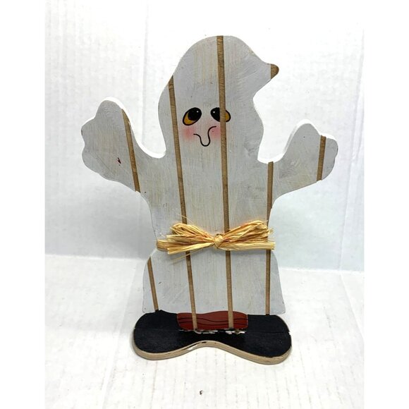 Wooden Ghost Action Figure 10.5 in Tall Fall Halloween Decor Decoation Harvest - Picture 1 of 2